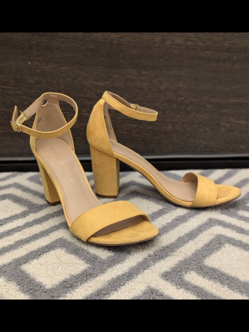 Kelly & Katie Yellow Ankle-Strap Block Heel Sandals